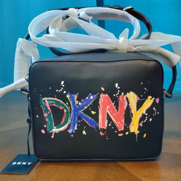 Dkny Handbags - DKNY Tilly Paint Splatter Logo Camera Crossbody